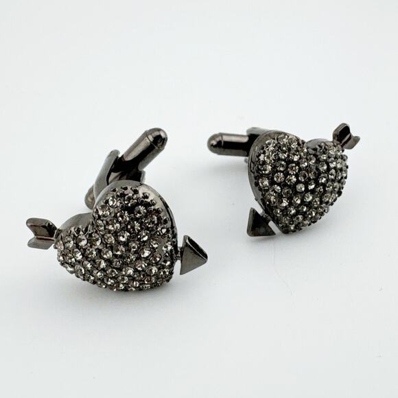 Pave Heart‎ Arrow Cufflinks - Picture 8 of 10